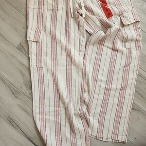 Roxy Striped Cargo Pants in Peach and Cream